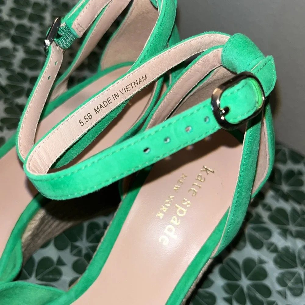 Kate Spade New York Tianna Green Knot Detail Espadrills Wedge Sandals sz 5.5 NWT